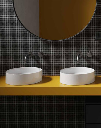 Lavabo Smart B Round 38 by Galassia. Lavabo sobre encimera redondo de cerámica.